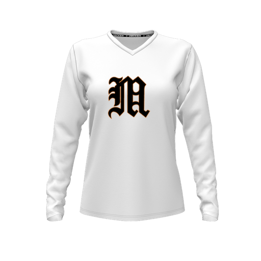 [FTLVPTWH-FYXS-LOGO1] Decker Performance T-Shirt (Female Youth XS, White, V Neck, Logo 1, Long Sleeve)