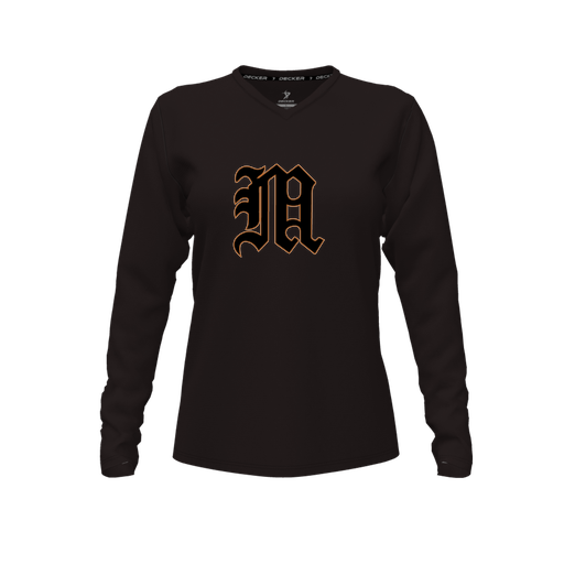 [FTLVPTBK-FYXS-LOGO1] Decker Performance T-Shirt (Female Youth XS, Black, V Neck, Logo 1, Long Sleeve)